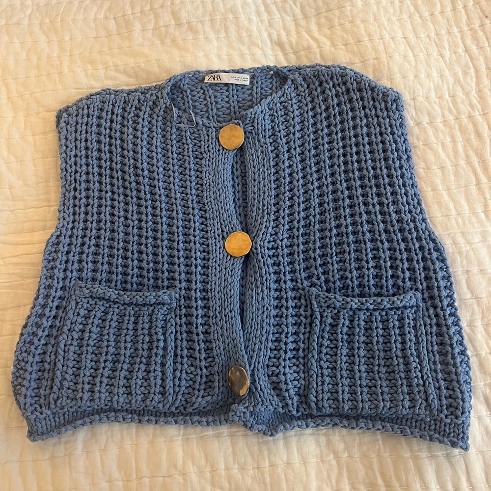 Blue Knit Sweater Vest